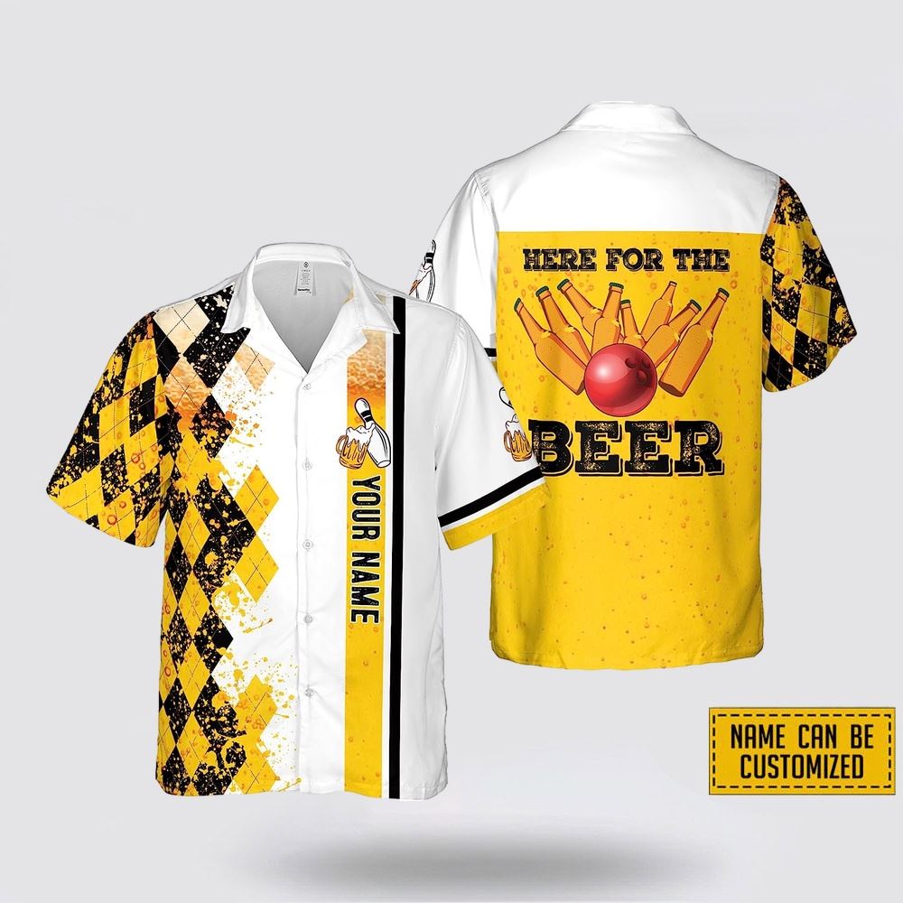 Personalized Bowling Here For The Beer Bowling Hawaiin Shirt - Beachwear Gift For Bowler