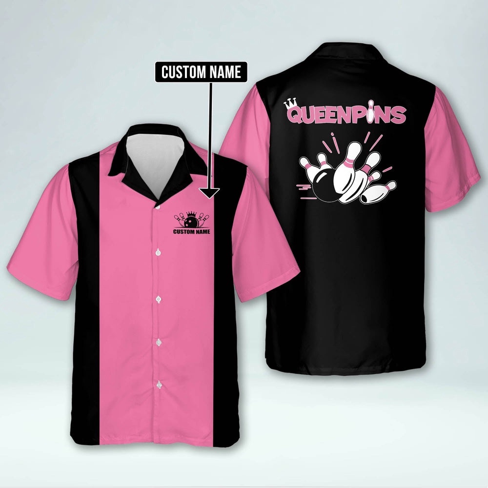 Personalized Hawaiian Shirts For Women, Custom Bowling Shirt, Custom Team Bowling Hawaiian Shirt