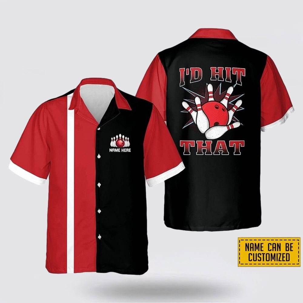Personalized I'd Hit That Bowling Pattern Bowling Hawaiin Shirt - Gift For Bowling Enthusiasts