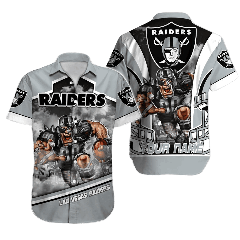 Personalized Las Vegas Raiders Beast Mode Gridiron Hawaiian Shirt