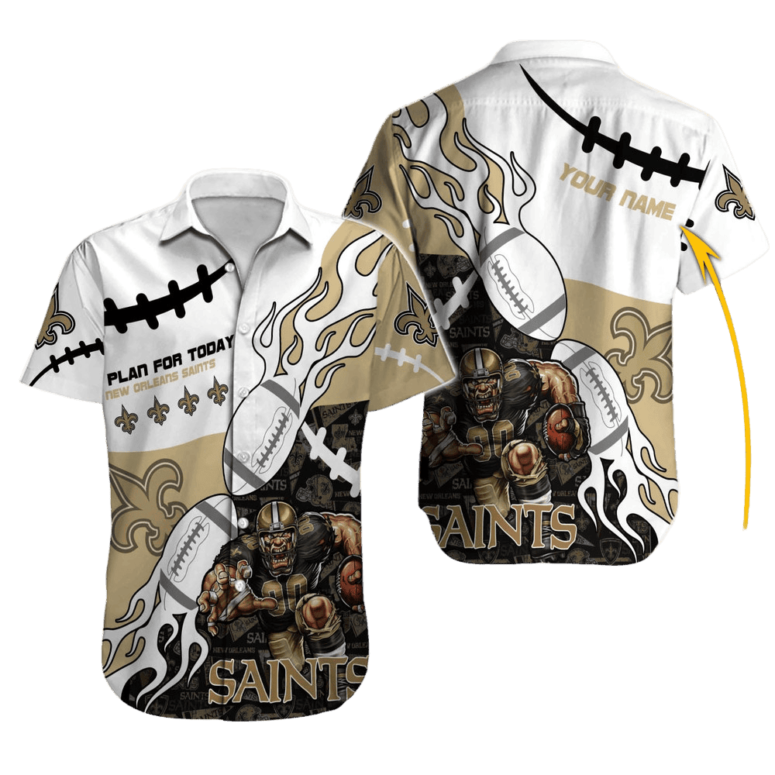Personalized New Orleans Saints Game Plan Flame Hawaiian Shirt