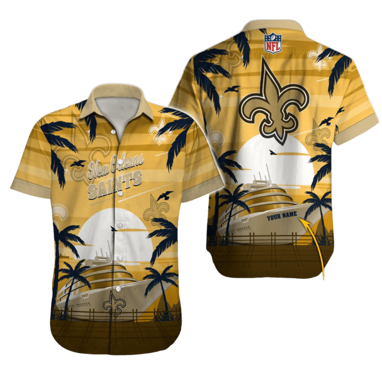 Personalized New Orleans Saints Sunset Cruise Hawaiian Shirt