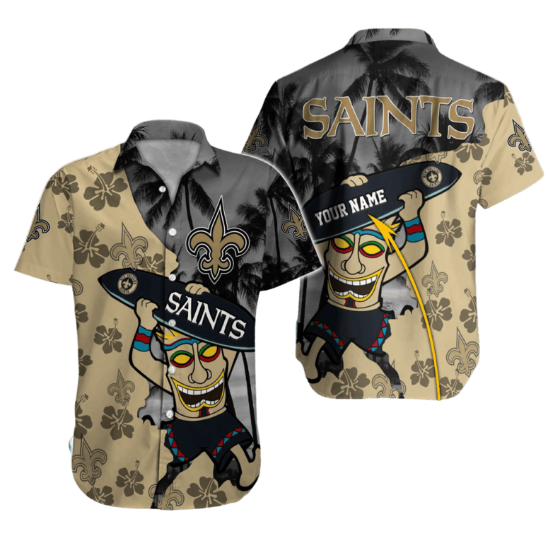 Personalized New Orleans Saints Tiki Tropic Hawaiian Shirt