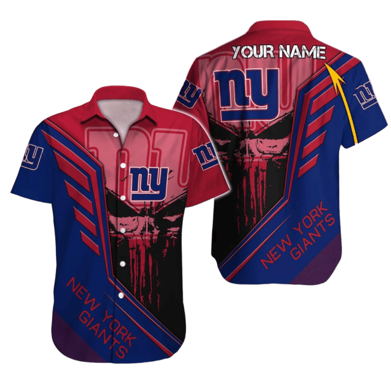 Personalized New York Giants Champion Stripes Hawaiian Shirt