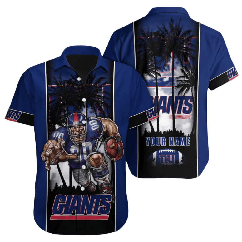Personalized New York Giants Hibiscus Blitz Hawaiian Shirt