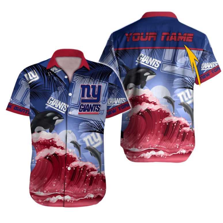 Personalized New York Giants Ocean Wave Hawaiian Shirt