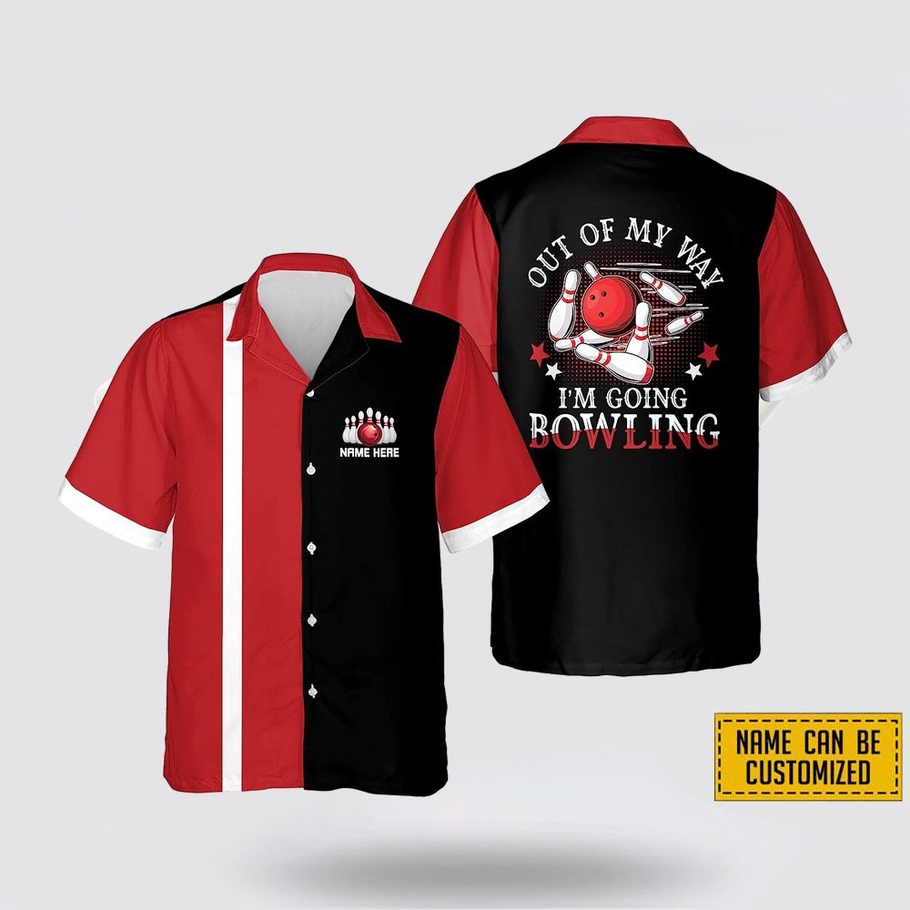 Personalized Out Of My Way I'm Going Bowling Pattern Bowling Hawaiin Shirt - Gift For Bowling Enthusiasts