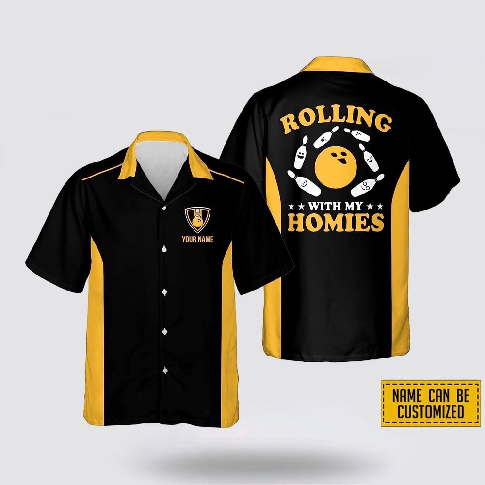 Personalized Rolling Bowling With My Homes Bowling Hawaiin Shirt - Gift For Bowling Enthusiasts