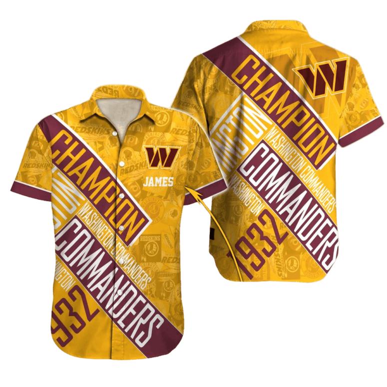 Personalized Washington Commanders Champion Stripes Hawaiian Shirt