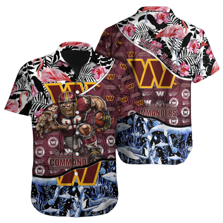 Personalized Washington Commanders Flamingo Ocean Hawaiian Shirt