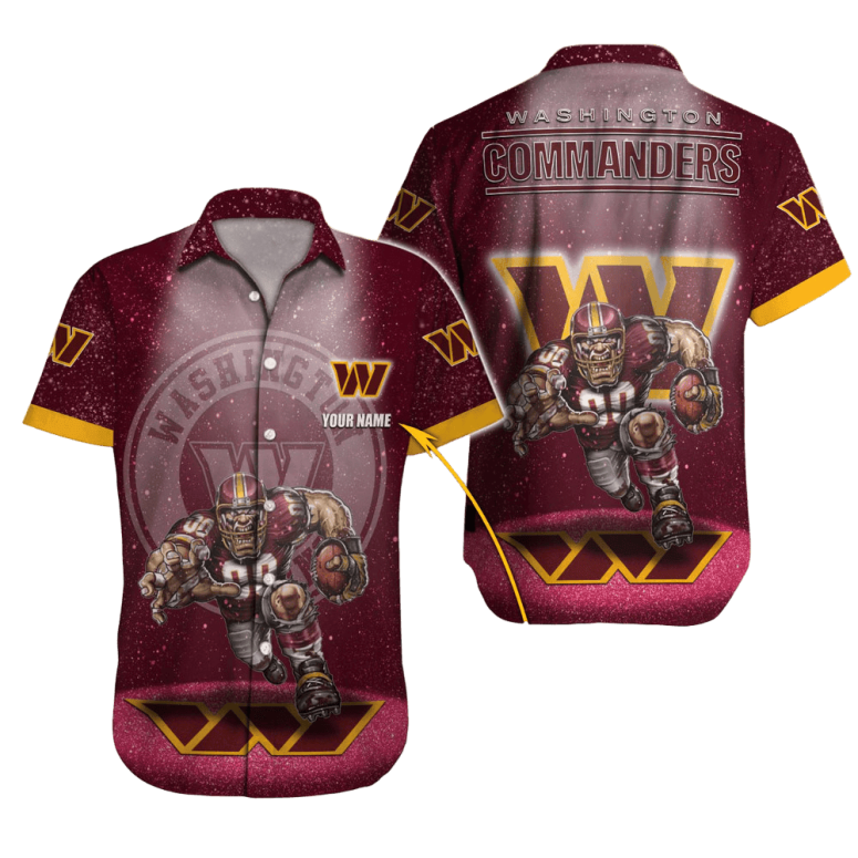 Personalized Washington Commanders Starry Gridiron Hawaiian Shirt