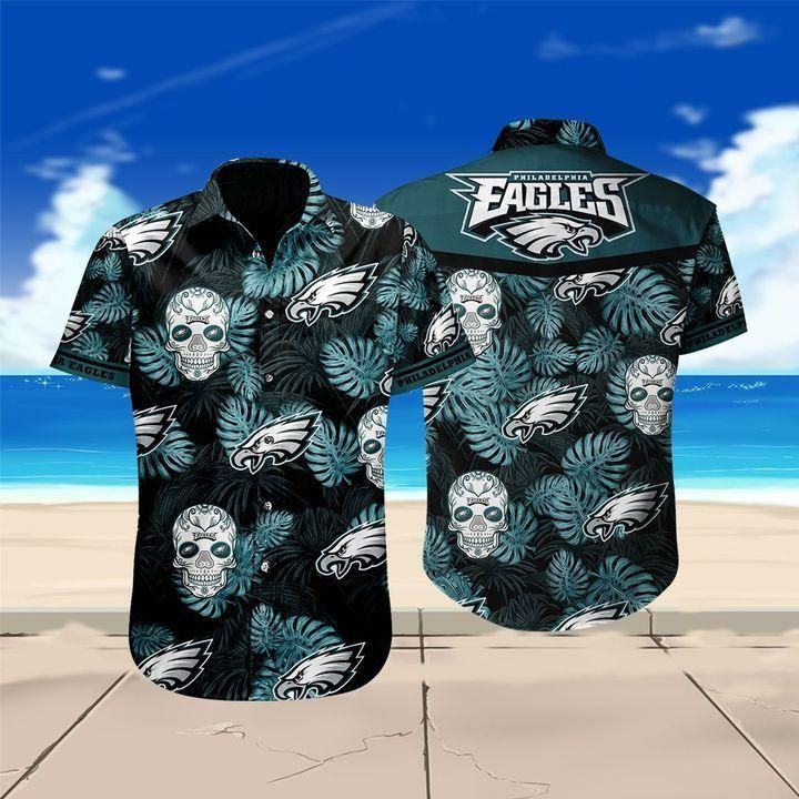 Philadelphia Eagles Sugar Skull Tropical Hawaiian Shirt