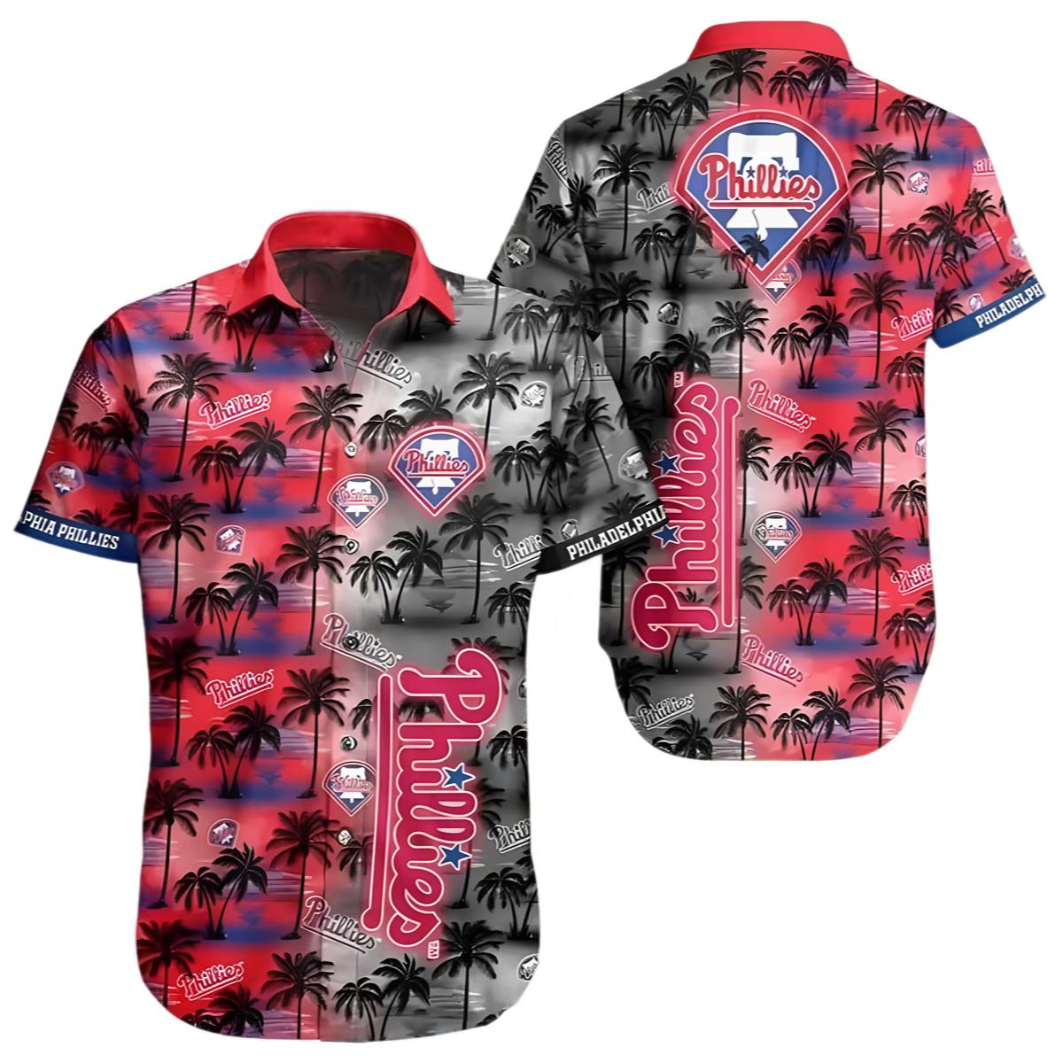 Philadelphia Phillies Aloha Shirt Vintage Style And Palm Tree Pattern