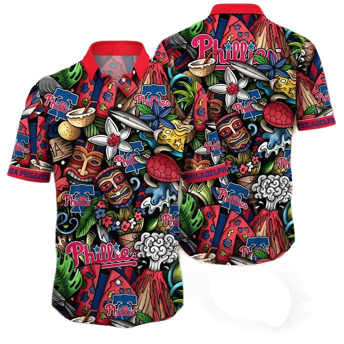 Philadelphia Phillies Tiki Adventure Hawaiian Shirt