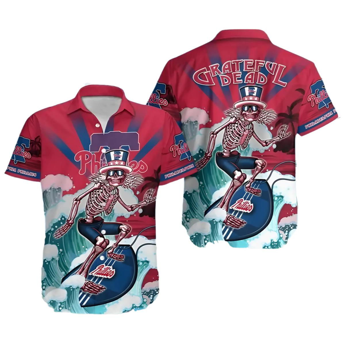 Phillies Hawaiian Shirt Mens Grateful Dead
