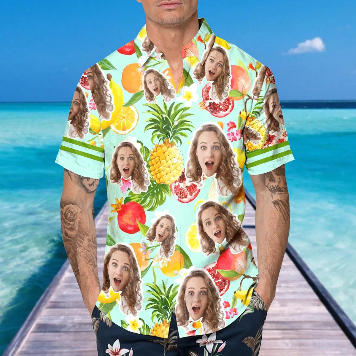 Pineapple Fruits Pattern Custom Hawaiian Shirt, Personalized Hawaiian Shirts