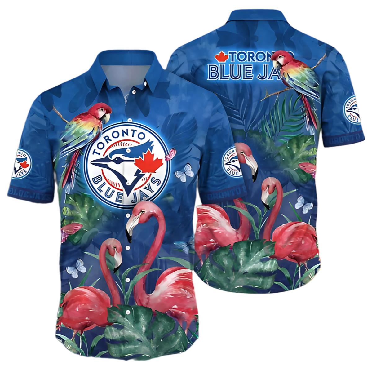 Pink Crane Blue Jays Hawaiian Shirt