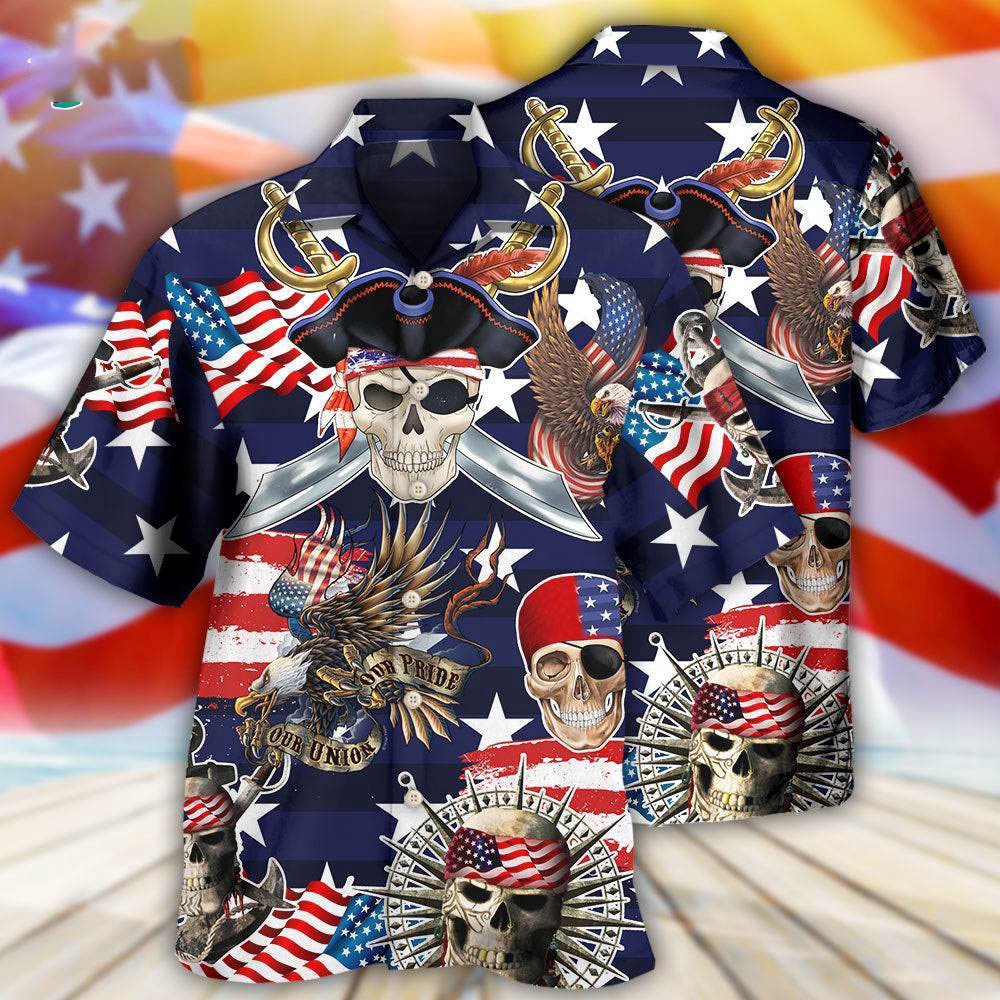Pirate Skeleton America Independence Day Hawaiian Shirt, 4th Of July Hawaiian Shirt, 4th Of July Shirt