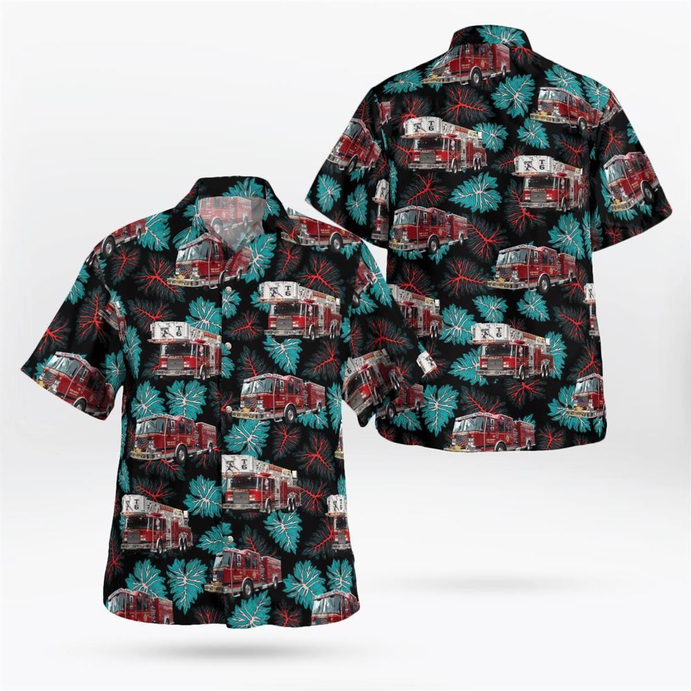 Piscataway, New Jersey, New Market Volunteer Fire Company #1 Hawaiian Shirt - Gifts For Firefighters In Piscataway, NJ