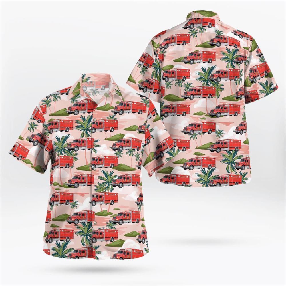 Piscataway, New Jersey, New Market Volunteer Fire Company #1 Rescue 2 Hawaiian Shirt - Gifts For Firefighters In Piscataway, NJ