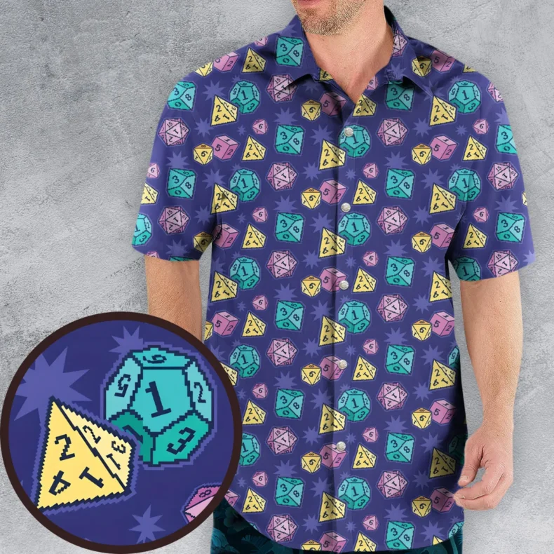 Pixel Dice Dungeons And Dragons Hawaiian Shirt
