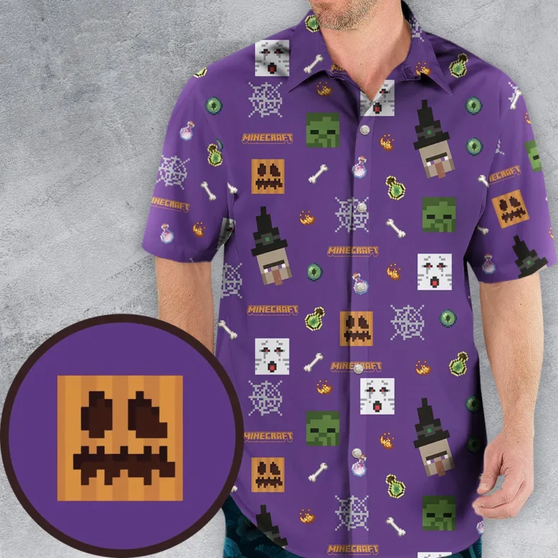 Pixel Perfect Minecraft Hawaiian Shirt
