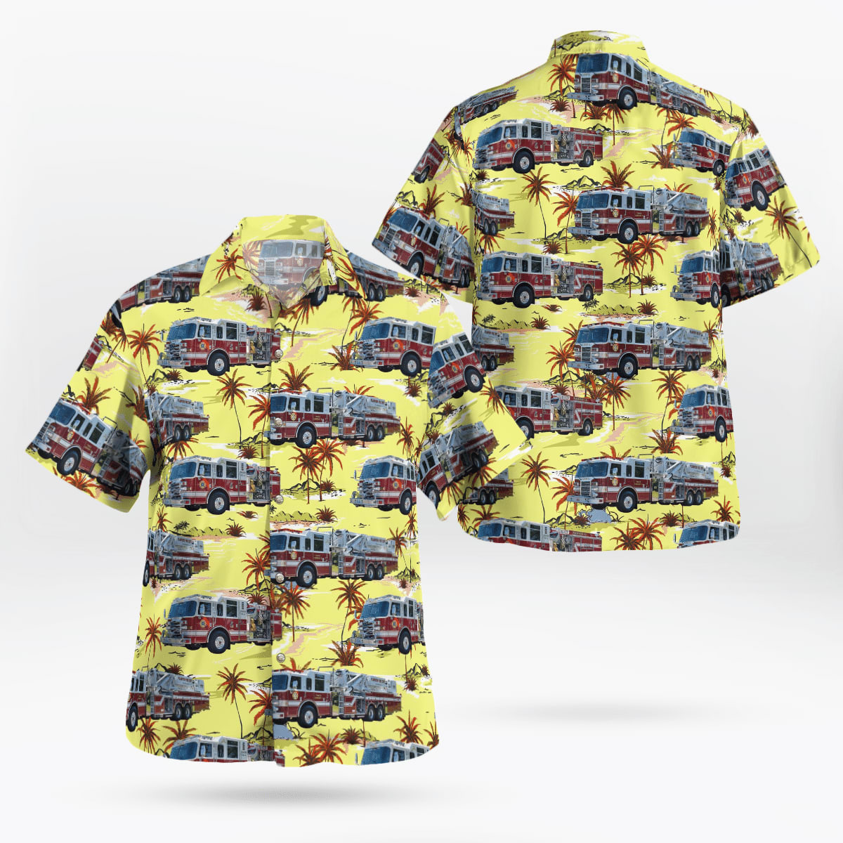 Plainview Volunteer Fire Department, Plainview, NY, Plainview Volunteer Fire Department Hawaiian Shirt - Gifts For Firefighters In Plainview, NY