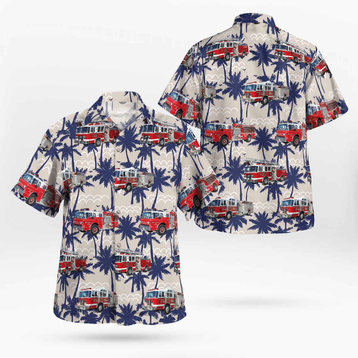 Pleasantville, New Jersey, West Atlantic Volunteer Fire Company No. 5 Hawaiian Shirt - Gifts For Firefighters In Pleasantville, NJ