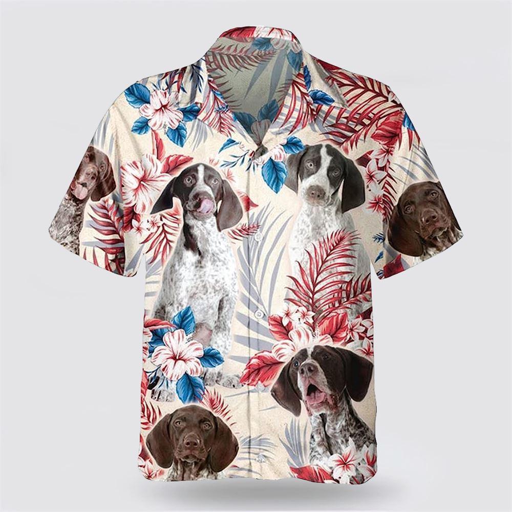 Pointer Dog On The Red Flower Tropic Background Hawaiian Shirt - Pet Lover Hawaiian Shirts