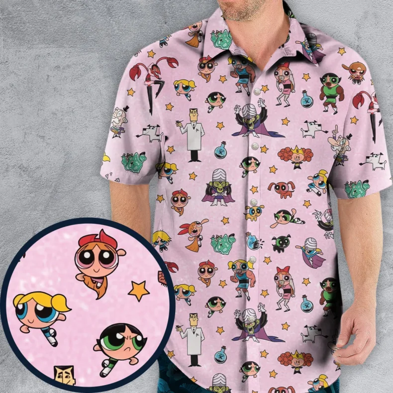Power Puff Girls Characters Pattern Hawaiian Shirt