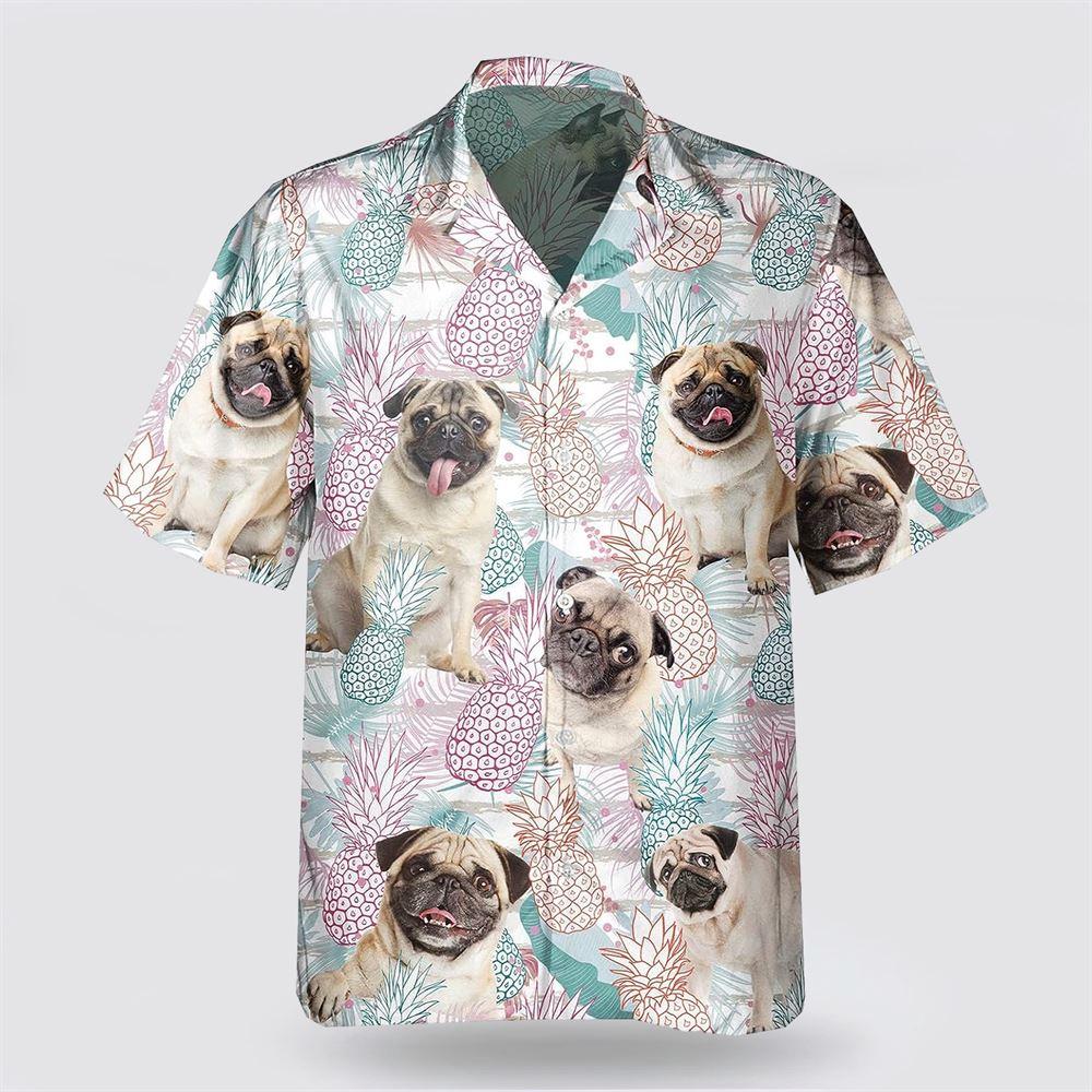Pug Dog Pineapple Pattern Hawaiian Shirt - Gift For Dog Lover
