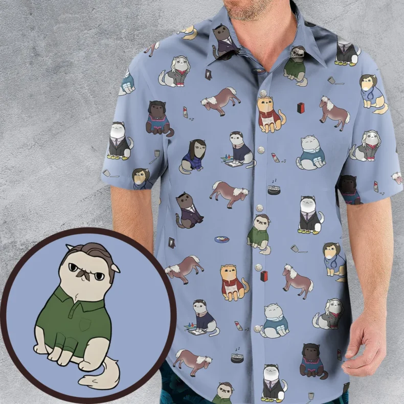 Purrs and Recreation Parks and Recreation Hawaiian Shirt