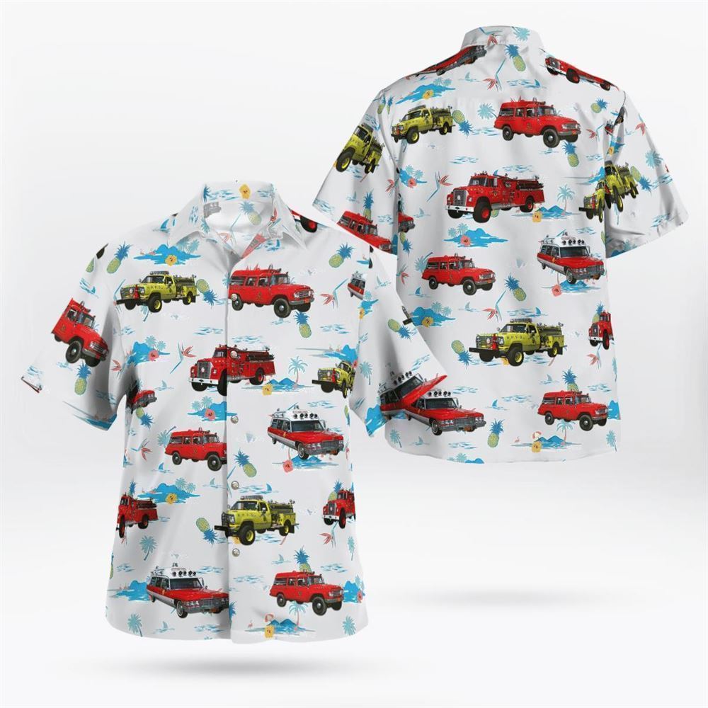 Queens, New York, Rockaway Point Volunteer Fire Department Old Fleet Hawaiian Shirt - Gifts For Firefighters In Queens, NY