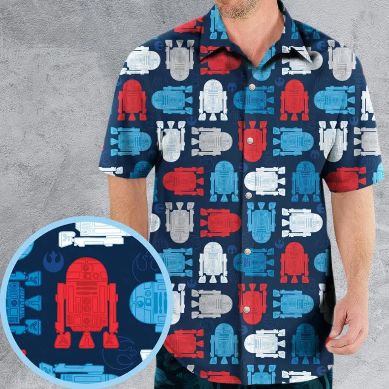 R2-D2 Star Wars 4th of July Pattern Hawaiian Shirt