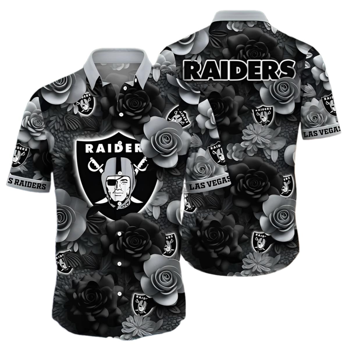 Raiders Aloha Shirt Midnight Rose Tropical