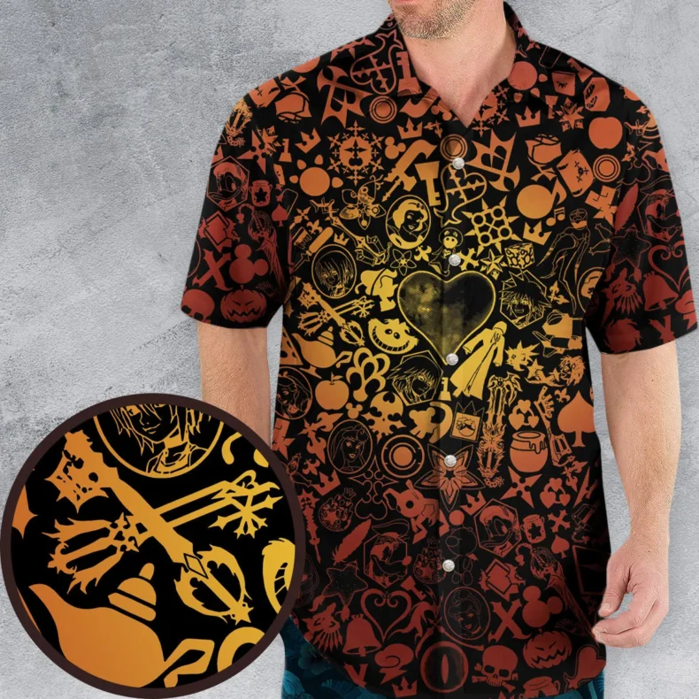 Red Key Heart Kingdom Hearts Hawaiian Shirt