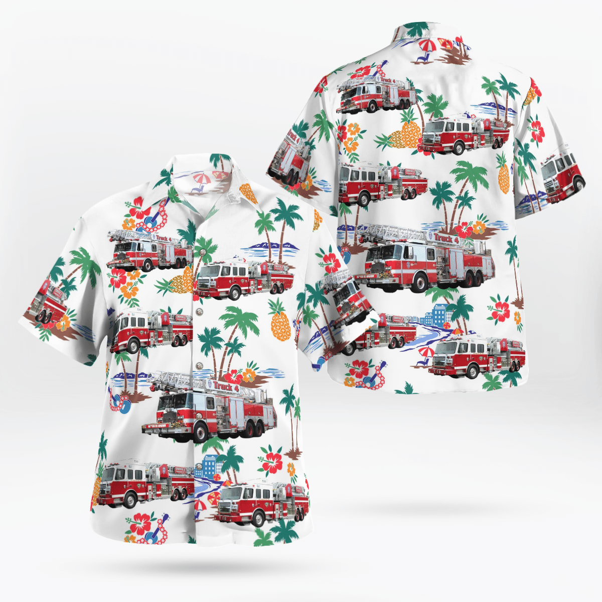 Request New Shirt Fire truck Hawaiian Shirt - Gifts For Fireman