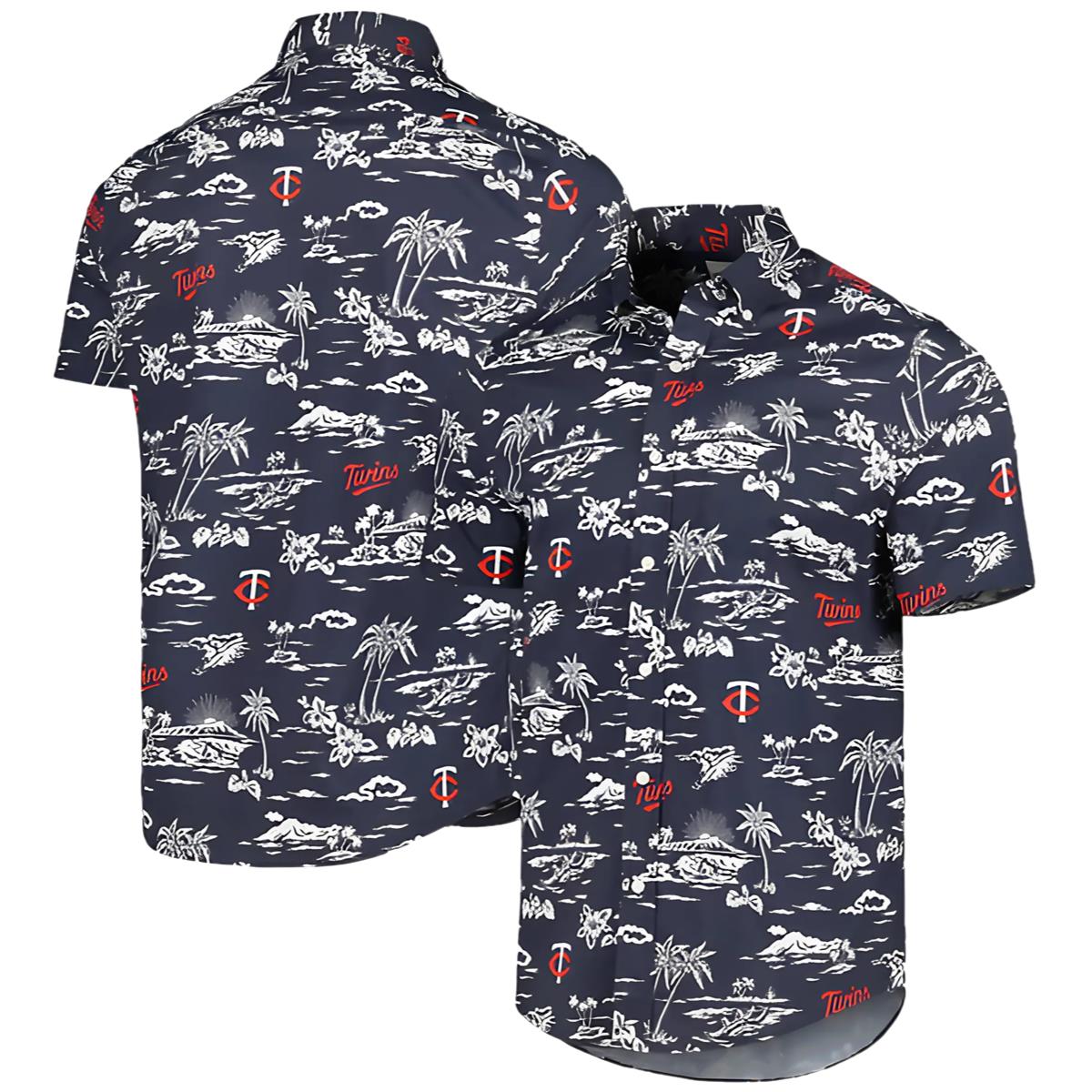 Reyn Spooner Navy Kekai Performance Minnesota Twins Hawaiian Shirt