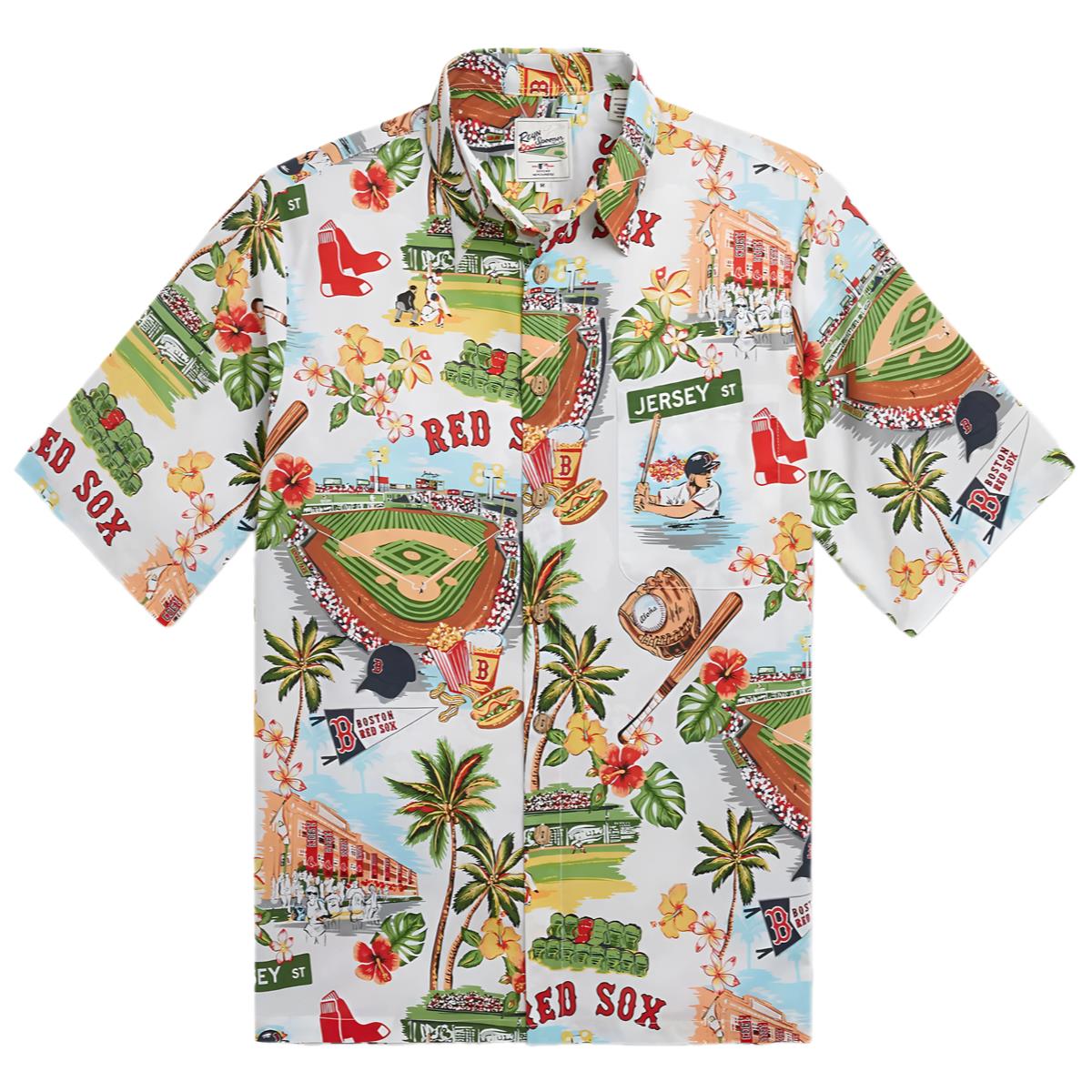 Reyn Spooner White Boston Red Sox Hawaiian Shirt
