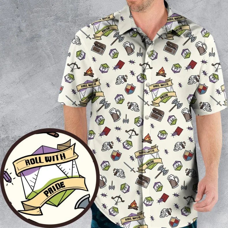 Roll With Pride DnD Hawaiian Shirt