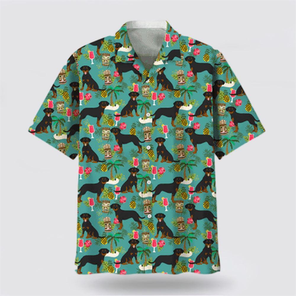 Rottweiler Hawaiian Beach Hawaiian Shirt - Dog Lover Hawaiian Shirts