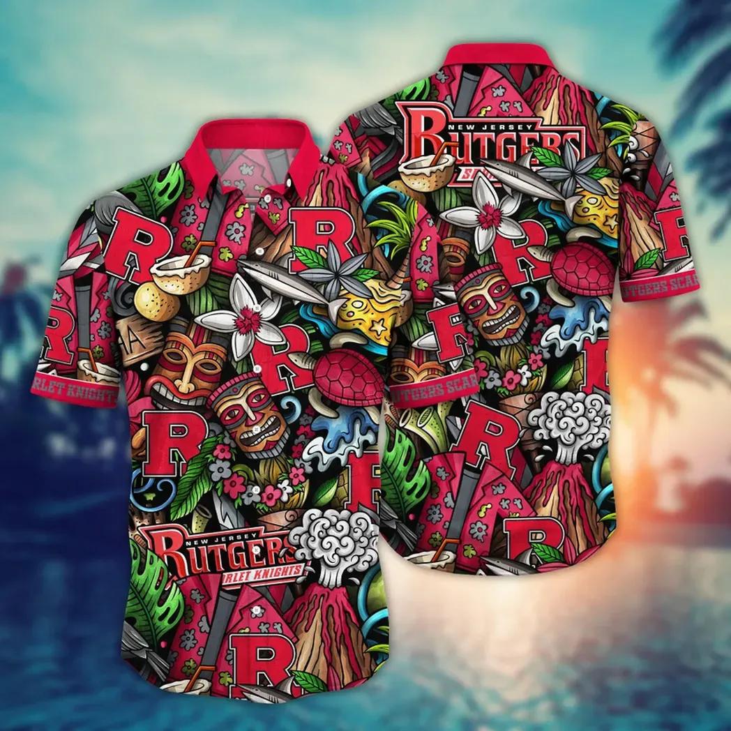 Rutgers Scarlet Knights NCAA Flower Aloha Hawaiian Shirt 6, NCAA Hawaiian Shirt