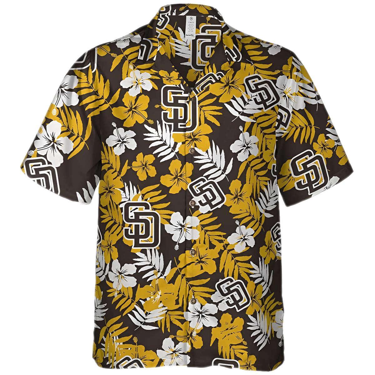 San Diego Tropical Brown Gold Hawaiian Shirts Baseball Team