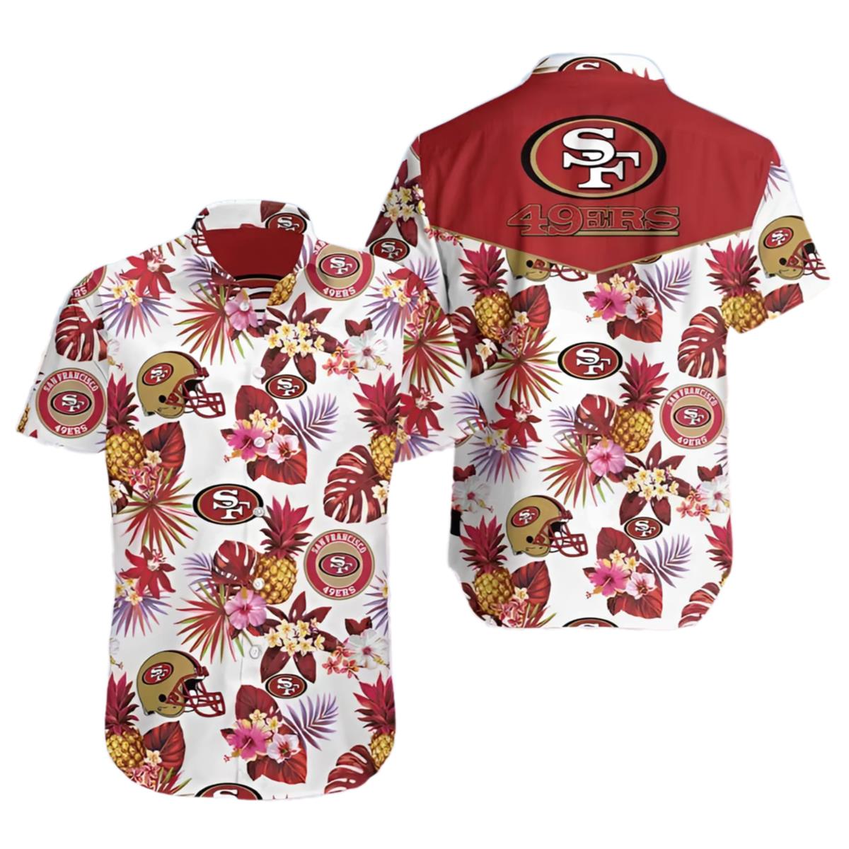 San Francisco 49ers Hawaiian Shirt Pineapple And Floral Motifs