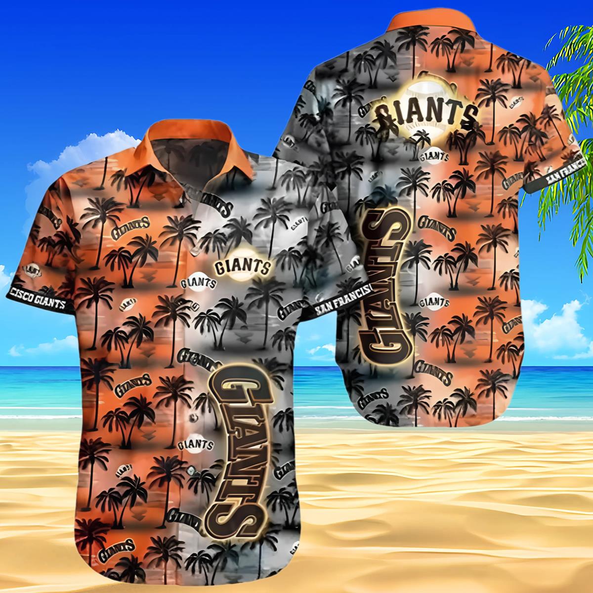 San Francisco Giants Palm Tree Button Up Hawaiian Shirt