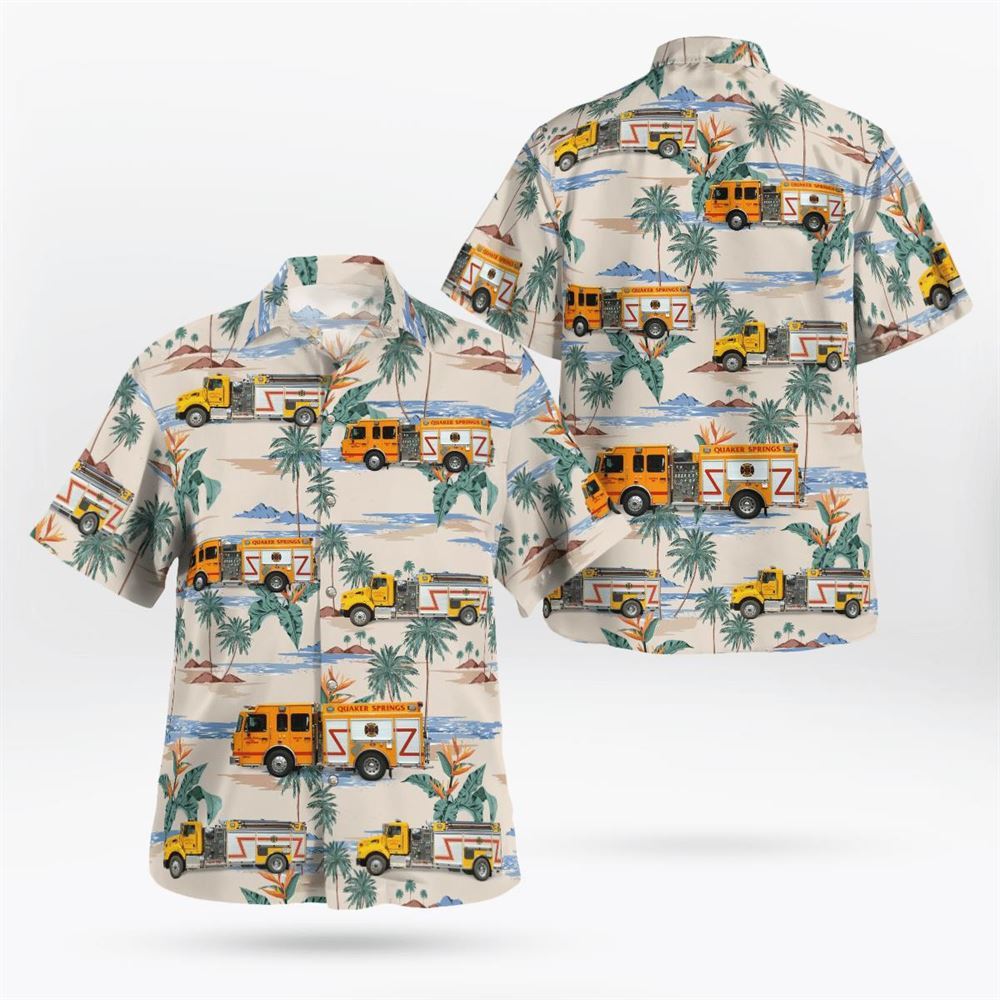 Saratoga Springs, New York, Quaker Springs Volunteer Fire Department Station 2 Hawaiian Shirt - Gifts For Firefighters In Saratoga Springs, NY