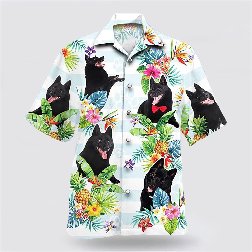 Schipperke Dog Pineapple Flower Pattern Hawaiian Shirt - Dog Lover Hawaiian Shirts