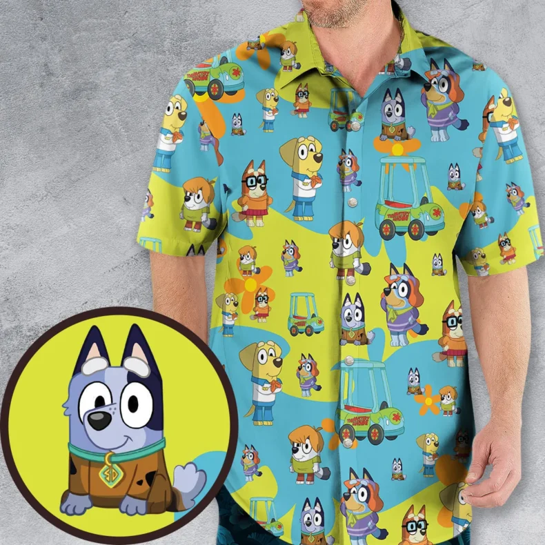 ScoobyHeeler Scooby-Doo Bluey Hawaiian Shirt