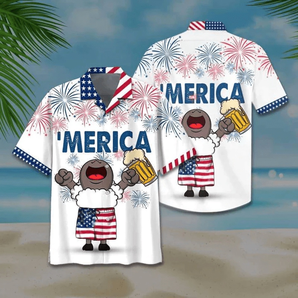 Sheep And Beer Hawaiian Shirt, 4th Of July Hawaiian Shirt, 4th Of July Shirt
