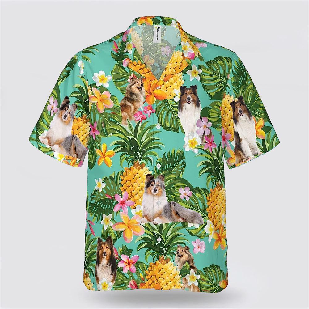 Sheepdog On The Flower BananaTropic Background Hawaiian Shirt - Pet Lover Hawaiian Shirts